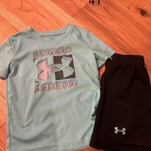 Under Armour Light Blue Tee and Black Shorts Set